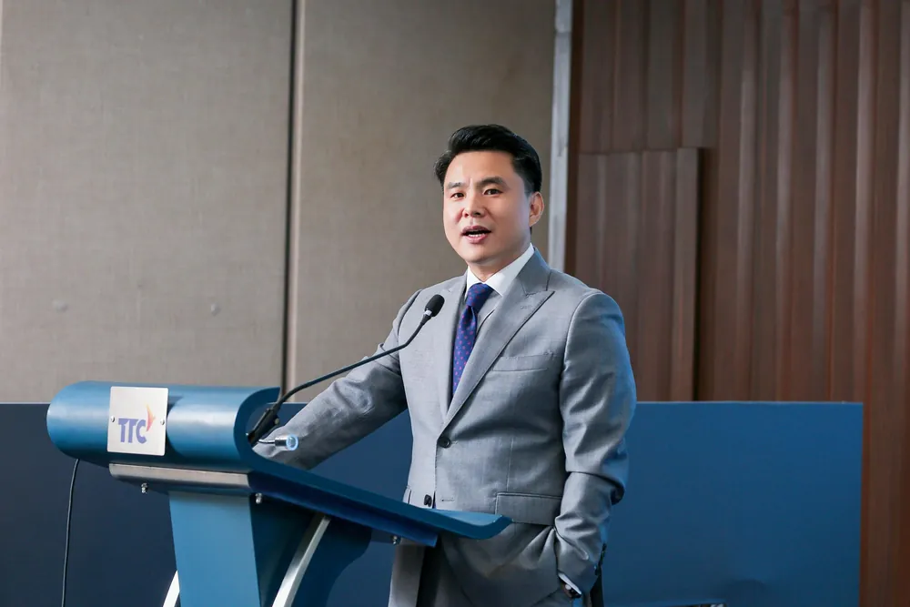Mr Bruce Zhang, CEO of BSQUARE, speaking at the signing with TTC Group